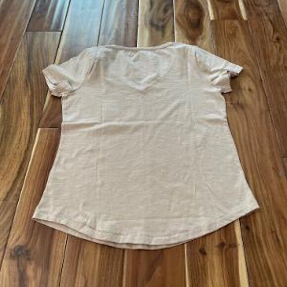 Sonoma Tan V Neck Top "Happy". NWT. Petite Small - Picture 4 of 5